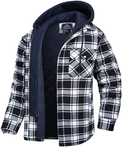 Kapuzenjacke – Herren-Kapuzenjacke mit Karomuster und durchgestepptem Reißverschluss