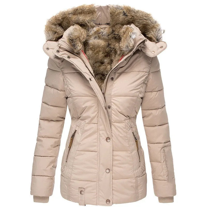 Winterjacke – Wintermantel für Damen mit Kapuze und Fellfutter