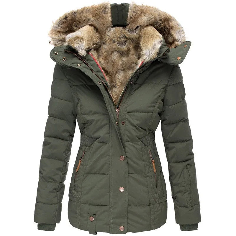 Winterjacke – Wintermantel für Damen mit Kapuze und Fellfutter