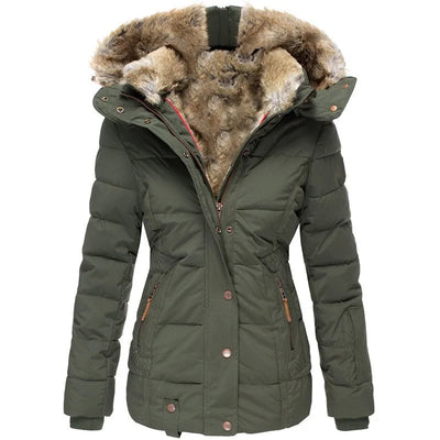 Winterjacke – Wintermantel für Damen mit Kapuze und Fellfutter