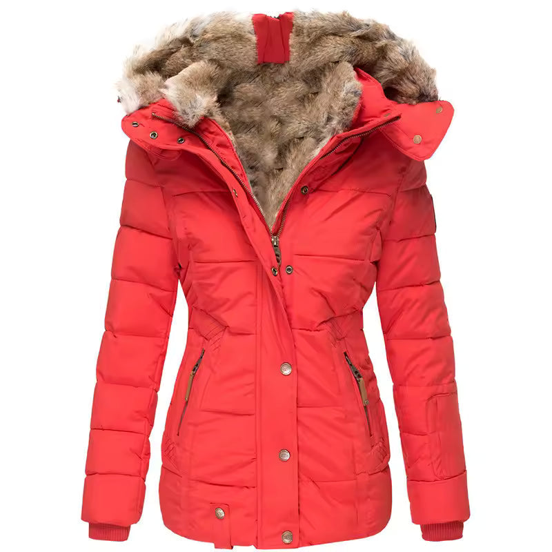 Winterjacke – Wintermantel für Damen mit Kapuze und Fellfutter