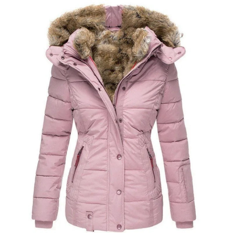Winterjacke – Wintermantel für Damen mit Kapuze und Fellfutter