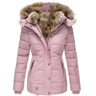 Winterjacke – Wintermantel für Damen mit Kapuze und Fellfutter