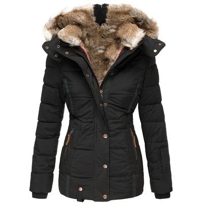 Winterjacke – Wintermantel für Damen mit Kapuze und Fellfutter