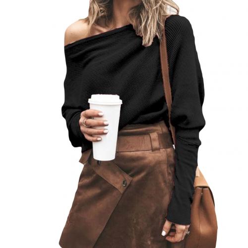 Off-Shoulder Pullover - Batwing - Langarm - Strickpullover - Damenpullover