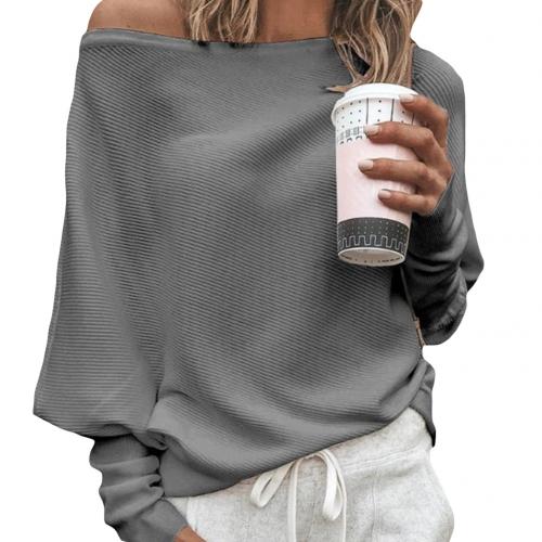 Off-Shoulder Pullover - Batwing - Langarm - Strickpullover - Damenpullover