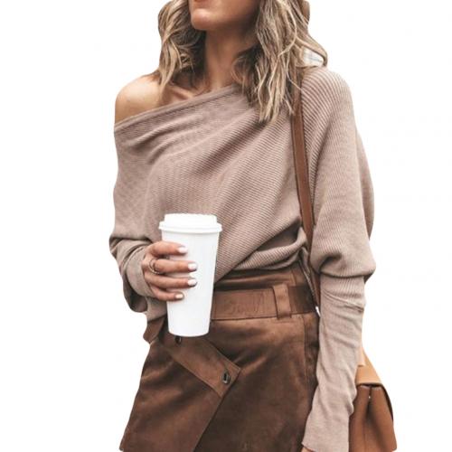 Off-Shoulder Pullover - Batwing - Langarm - Strickpullover - Damenpullover