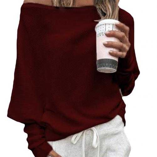 Off-Shoulder Pullover - Batwing - Langarm - Strickpullover - Damenpullover
