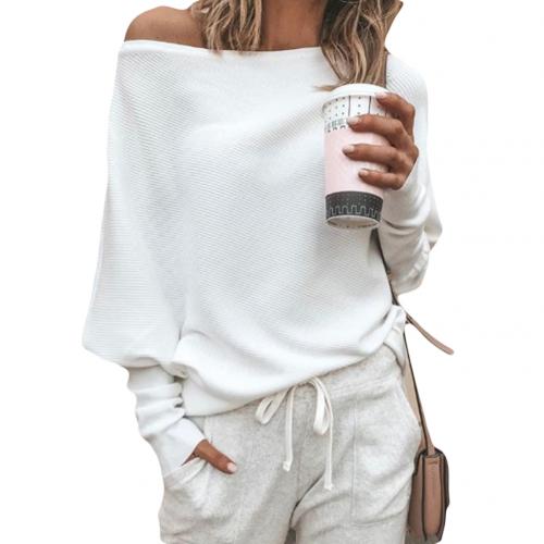 Off-Shoulder Pullover - Batwing - Langarm - Strickpullover - Damenpullover
