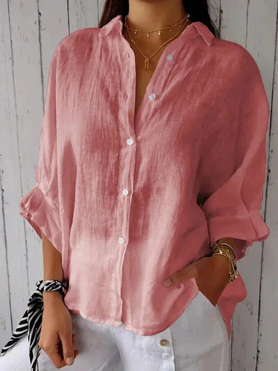 Leinenhemd – Leichte, langärmelige Bluse mit Knöpfen für Damen für den Sommer