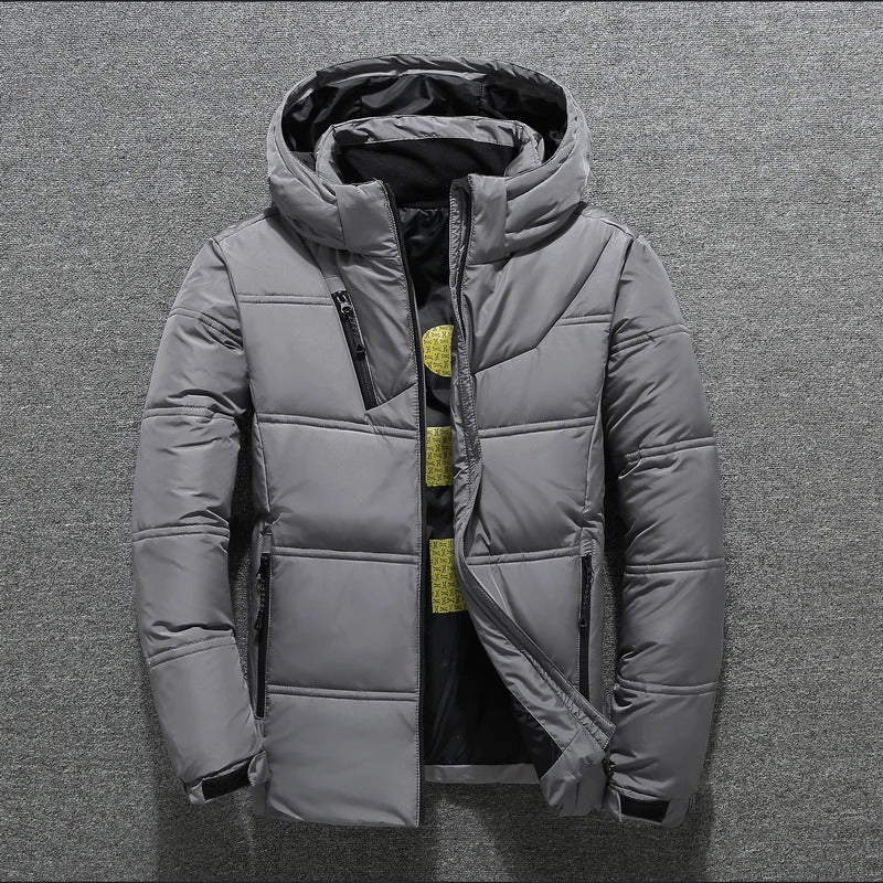 Herren-Pufferjacke – mit Kapuze – wattiert – Daunenjacke – Winterjacke