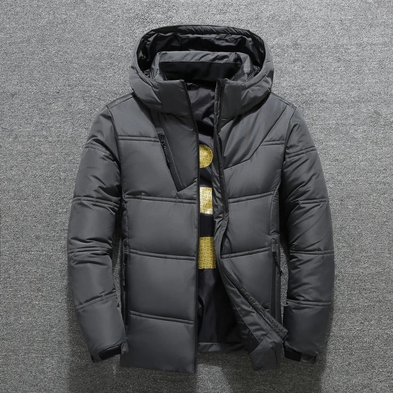 Herren-Pufferjacke – mit Kapuze – wattiert – Daunenjacke – Winterjacke