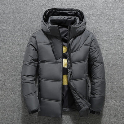 Herren-Pufferjacke – mit Kapuze – wattiert – Daunenjacke – Winterjacke