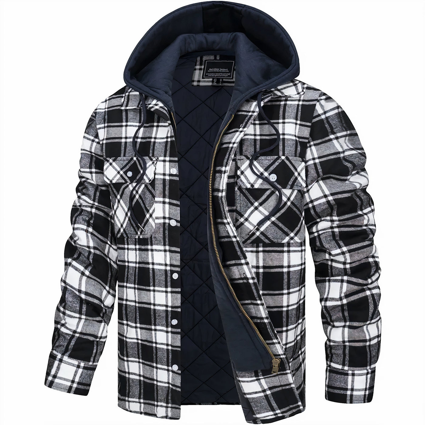 Kapuzenjacke - Kariert - Gestepptes Innenfutter - Zip-Up Hoodie - Herrenjacke