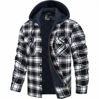Kapuzenjacke - Kariert - Gestepptes Innenfutter - Zip-Up Hoodie - Herrenjacke
