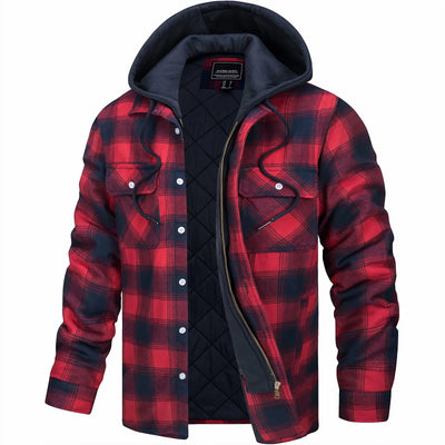 Kapuzenjacke - Kariert - Gestepptes Innenfutter - Zip-Up Hoodie - Herrenjacke