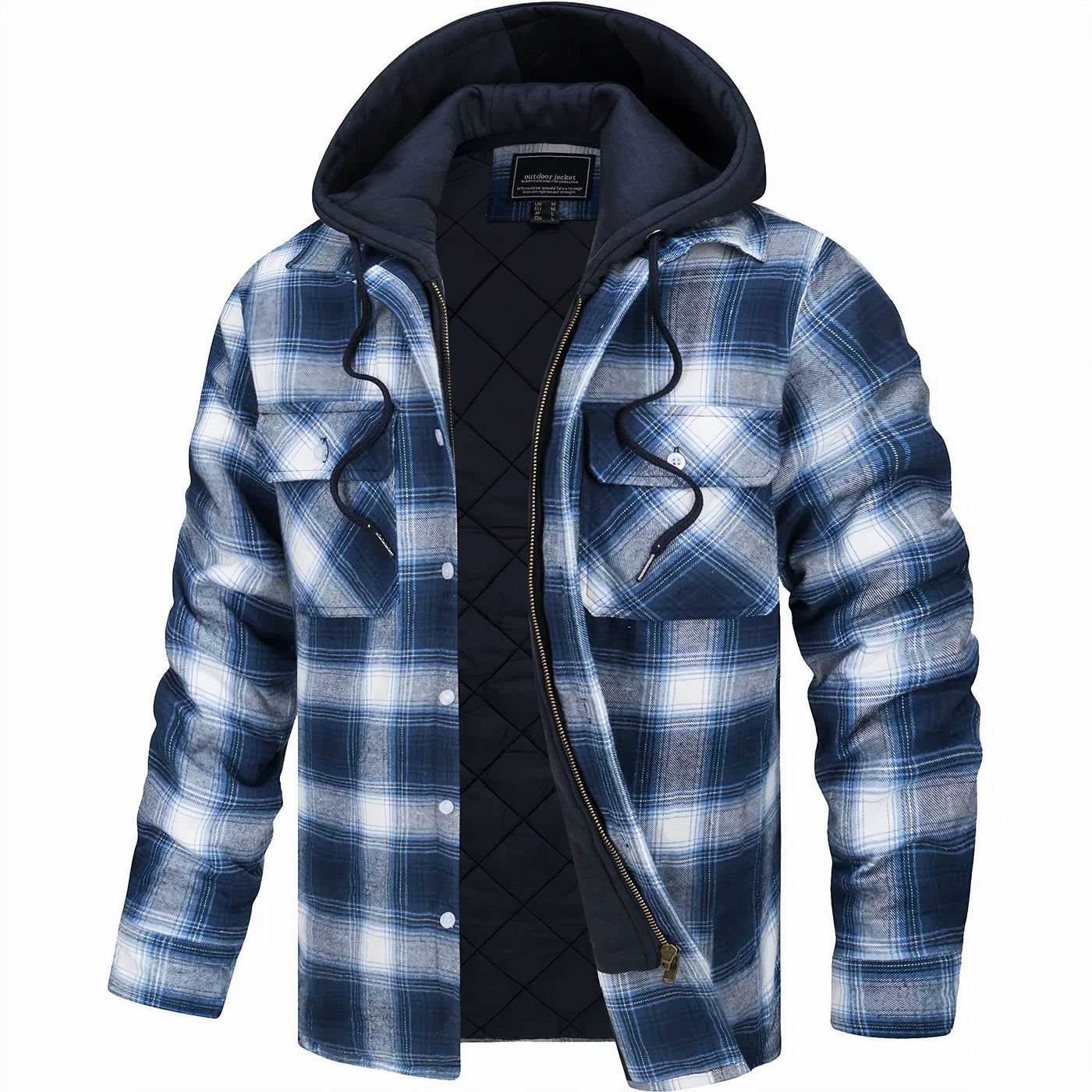 Kapuzenjacke - Kariert - Gestepptes Innenfutter - Zip-Up Hoodie - Herrenjacke