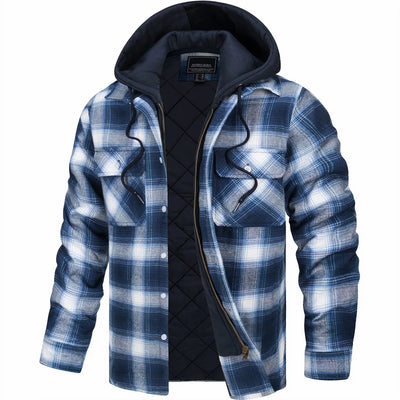 Kapuzenjacke - Kariert - Gestepptes Innenfutter - Zip-Up Hoodie - Herrenjacke
