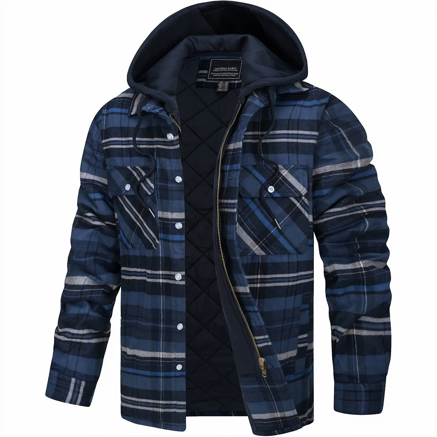 Kapuzenjacke - Kariert - Gestepptes Innenfutter - Zip-Up Hoodie - Herrenjacke