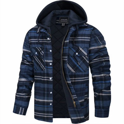 Kapuzenjacke - Kariert - Gestepptes Innenfutter - Zip-Up Hoodie - Herrenjacke