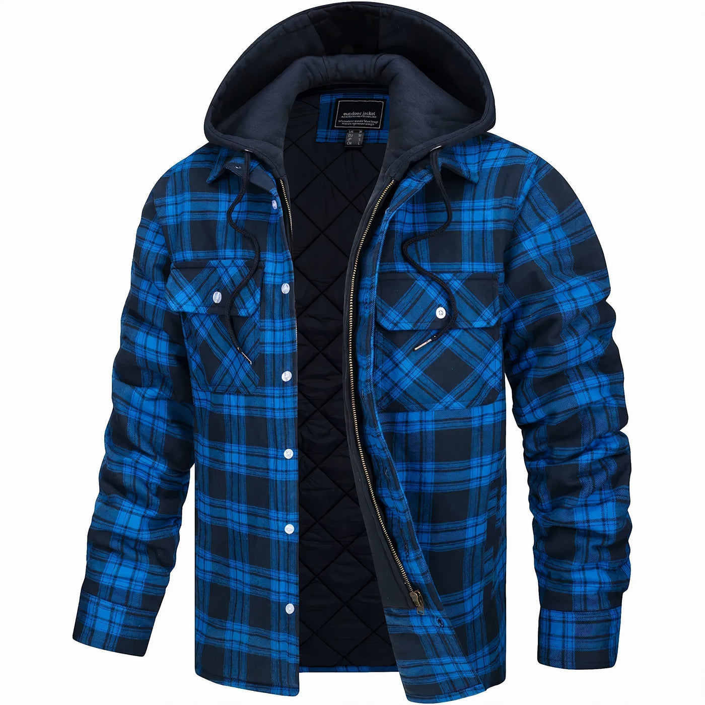 Kapuzenjacke - Kariert - Gestepptes Innenfutter - Zip-Up Hoodie - Herrenjacke