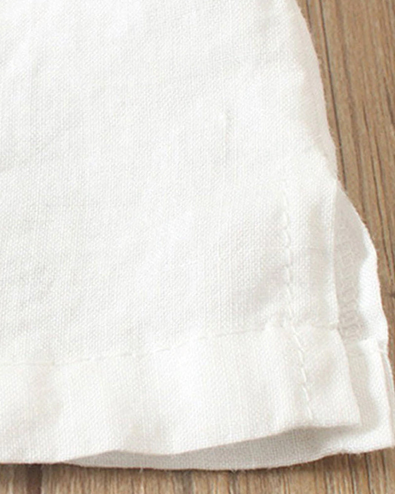 Leinenbluse – Weites, kurzärmeliges Leinen-T-Shirt für Frauen