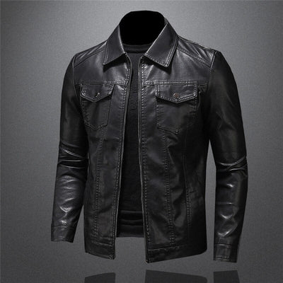 Lederjacke - Schwarz - Veganes Leder - Kunstlederjacke - Herrenjacke